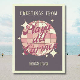 Postal PurpPostcard retro de la Playa del Carmen México