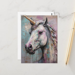 Postal Púrpura Azul de Unicornio