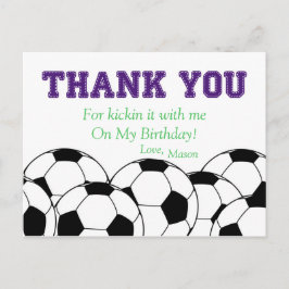 Postal Púrpura Bola de Fútbol Gracias Postcard