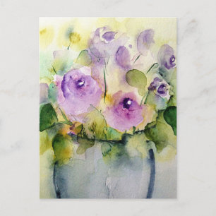 Postal Púrpura Bouquet Watercolor