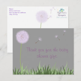 Postal Púrpura Dandelion Gracias Postcard