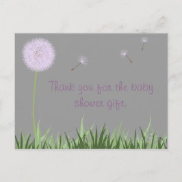 Postal Púrpura Dandelion Gracias Postcard