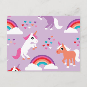 Postal Púrpura de arcoiris de Unicornio