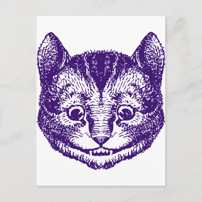 Postal Púrpura De Gato De Cheshire (Anverso)
