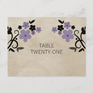 Postal Púrpura Dulce Vintage Número de Tabla Floral Posta