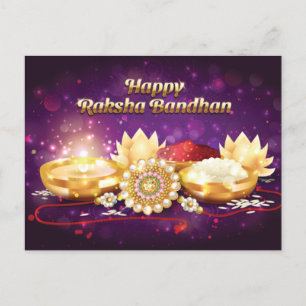Postal Púrpura Feliz Raksha Bandhan Sparkle