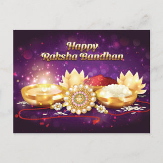 Postal Púrpura Feliz Raksha Bandhan Sparkle