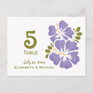 Postal Púrpura Hibiscus Boda Recepción Número de mesa Coc