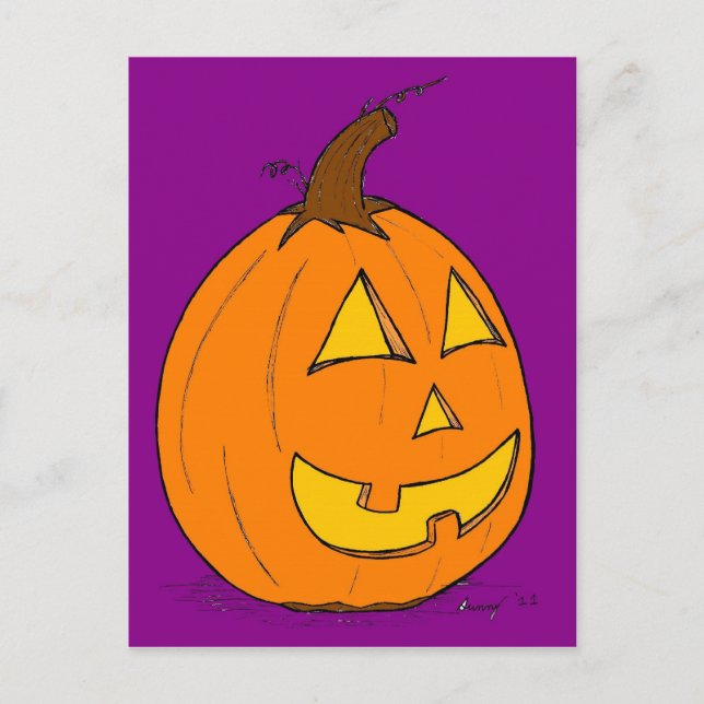 Postal púrpura Jack o' Lantern (Anverso)