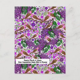 Postal Púrpura, Lilacs - Pájaro y flor del estado de NH