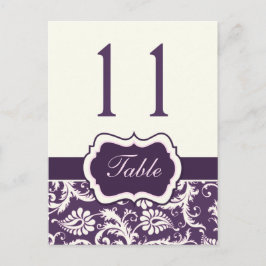Postal Púrpura, marfil, banda rosa Damasco Número de tabl