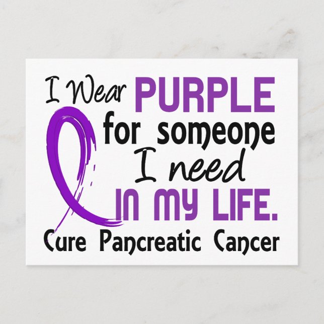 Postal Púrpura Para Alguien Que Necesito Cáncer Pancreáti (Anverso)
