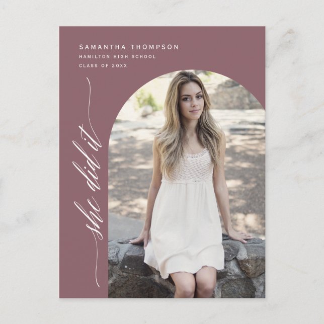 Postal Púrpura Polvorienta Lo Hizo Graduando Post De Foto (Anverso)
