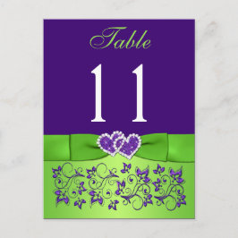 Postal Púrpura RIBBON IMPRESO, número de tabla verde post