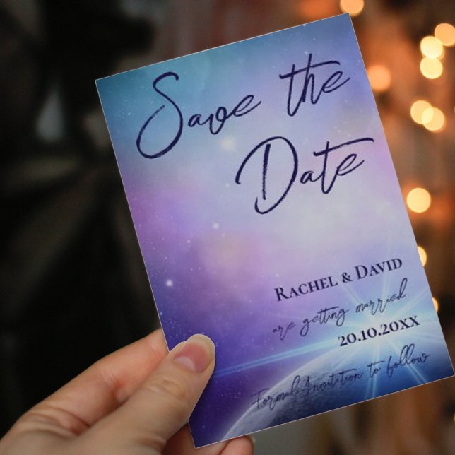 Postal Púrpura rosa bajo la boda de estrellas Salven la f (Subido por el creador)