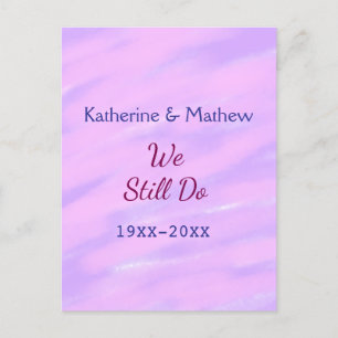 Postal Púrpura rosa pastel Renovación de votos aniversari