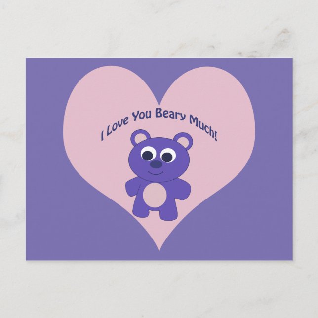 Postal Púrpura te amo Beary Mucha! (Anverso)