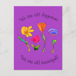 Postal Púrpura Todos Somos Diferentes Y Hermosa Diversida