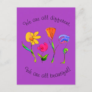 Postal Púrpura Todos Somos Diferentes Y Hermosa Diversida