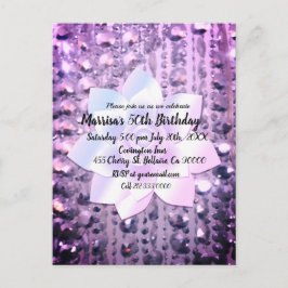 Postal Púrpura y rosa elegante cumpleaños con cuentas