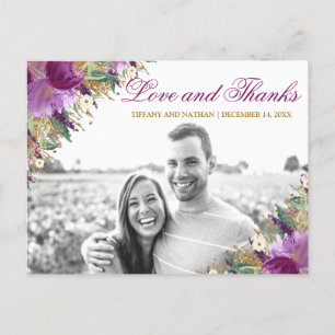 Postal Purpurina Amethyst Purple Photo Gracias Postcard