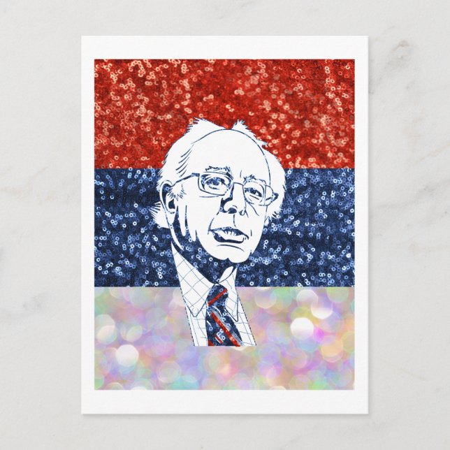 Postal purpurina bernie sanders (Anverso)
