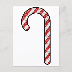 Postal Purpurina Candy Cane
