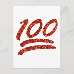 Postal purpurina ciento emoji
