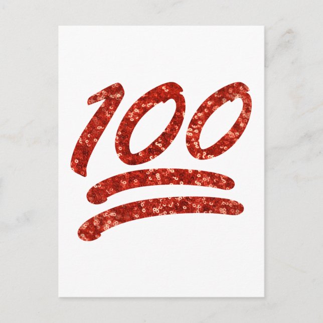 Postal purpurina ciento emoji (Anverso)