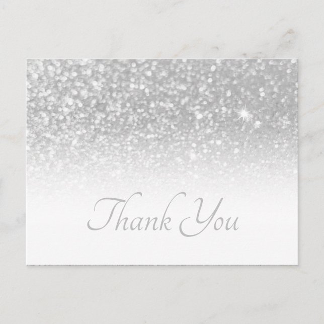 Postal Purpurina De Bokek Gris Plateado Ómbre Blanco Grac (Anverso)