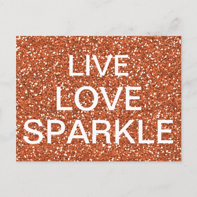 Postal Purpurina de bronce viva Love Sparkle (Anverso)