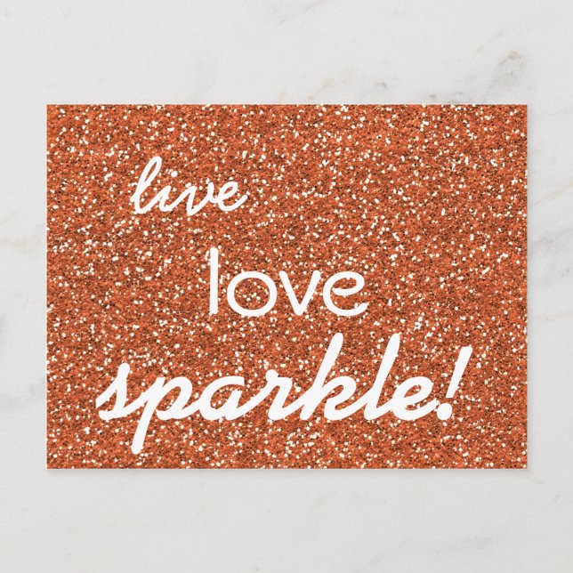 Postal Purpurina de bronce viva Love Sparkle (Anverso)