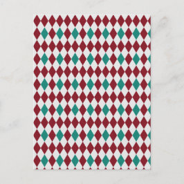 Postal Purpurina de diamantes rojos y azules