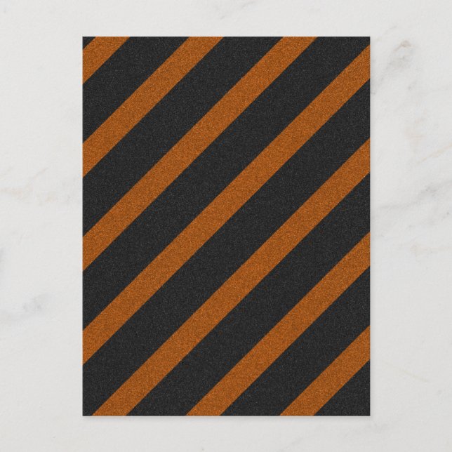 Postal Purpurina de franjas orangulares y negras (Anverso)