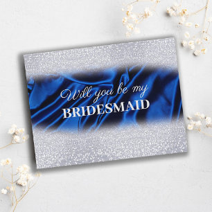 Postal Purpurina de moda Royal Blue, ¿Serás mi dama de ho