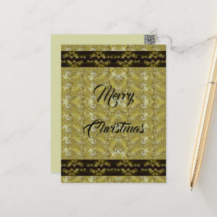 Postal Purpurina de oro, cinta negra y estrellas minimali