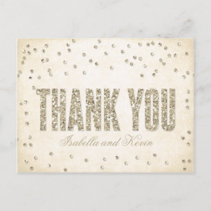 Postal Purpurina de oro Mira Confetti Dots Boda Gracias