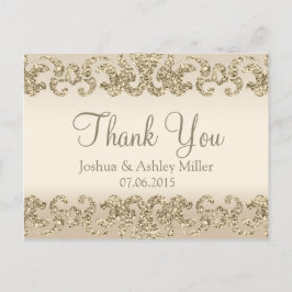 Postal Purpurina de oro Mira Gracias