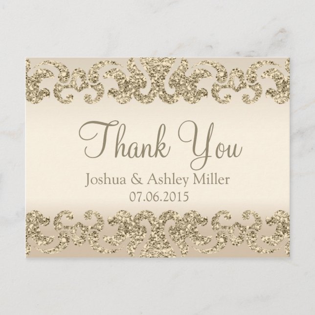 Postal Purpurina de oro Mira Gracias (Anverso)