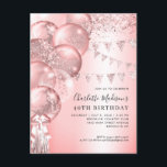 Postal Purpurina de oro Rosa Rosa Balón cualquier cumplea<br><div class="desc">Moderno y elegante Purpurina de oro rosa rosa rosa de la Rubor con bengala en globo todo cumpleaños de la edad</div>