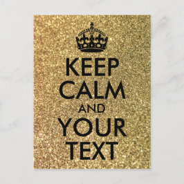 Postal Purpurina de oro y negro mantener la calma y tu te
