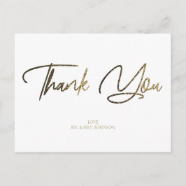 Postal Purpurina de oro y plata Moda Negro Gracias Person