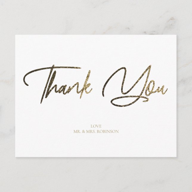 Postal Purpurina de oro y plata Moda Negro Gracias Person (Anverso)