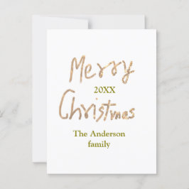 Postal Purpurina dorado feliz navidad agregar nombre de f