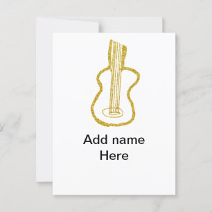 Postal Purpurina dorado guitarra acústica agregar nombre 