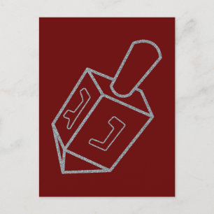 Postal Purpurina Dreidel Hanukkah