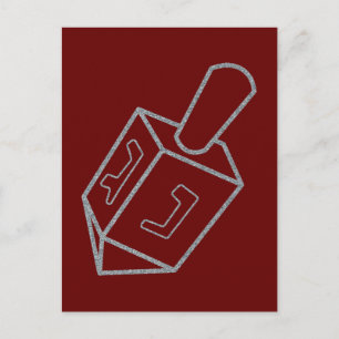 Postal Purpurina Dreidel Hanukkah