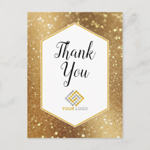 Postal Purpurina Gold Esparkles Gracias Negocios Con Logo