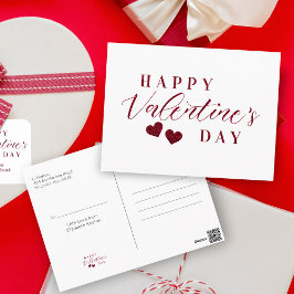 Postal Purpurina rojo feliz corazón de San Valentín