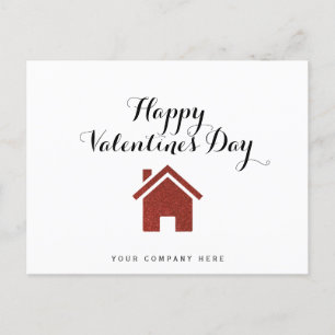 Postal Purpurina Rojo Feliz Día de San Valentín